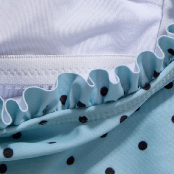 [NWT]  Asymmetrical Neck Polka Dot Bowknot One Piece Swimsuit  SIZE S - Picture 13 of 14